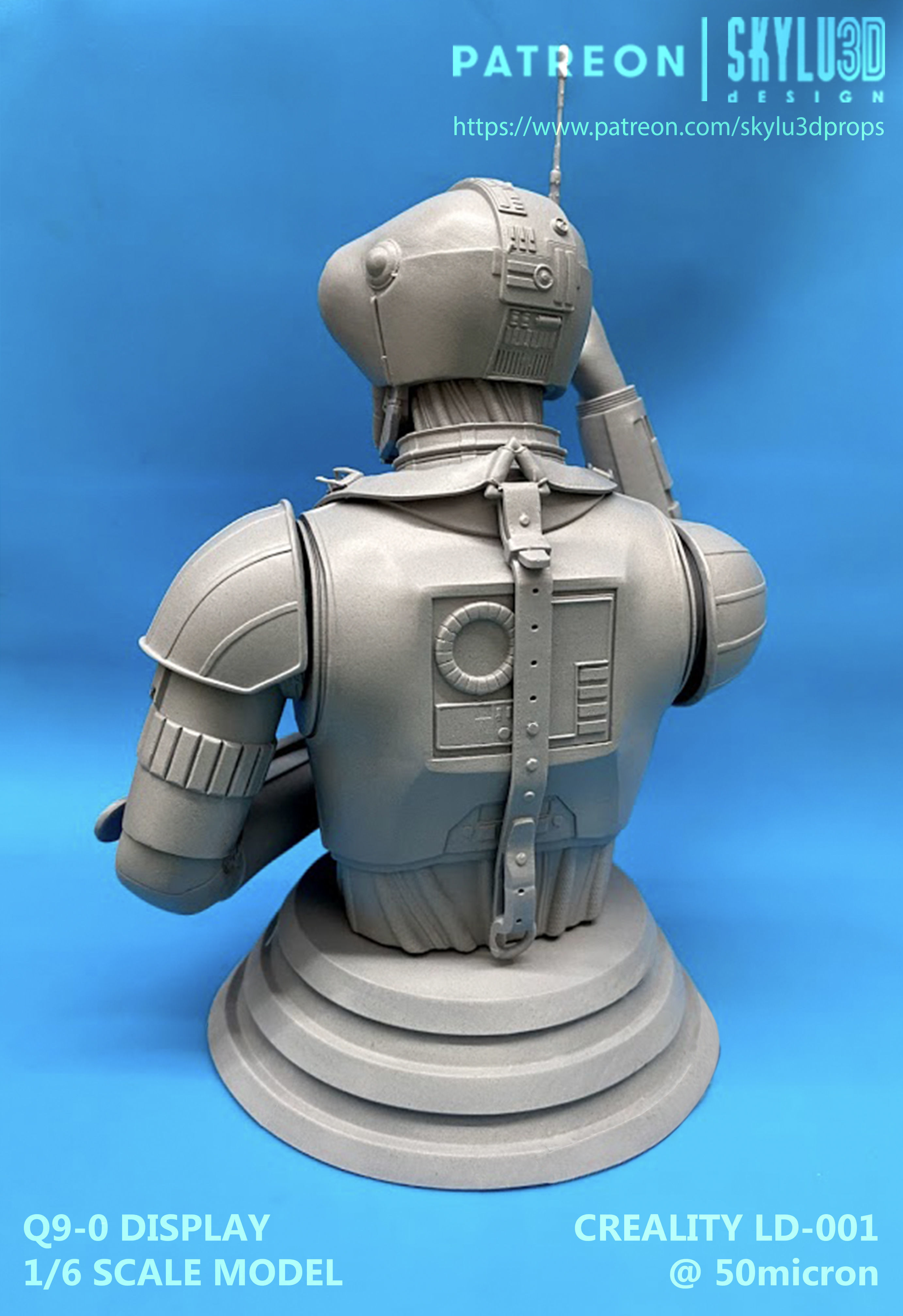 Q9-0 Bug Driod 12 inch Scale Bust Model- 3D print ready STL 3D print model_1