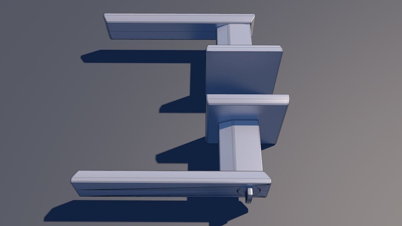 Door Lever Square 3D model_3