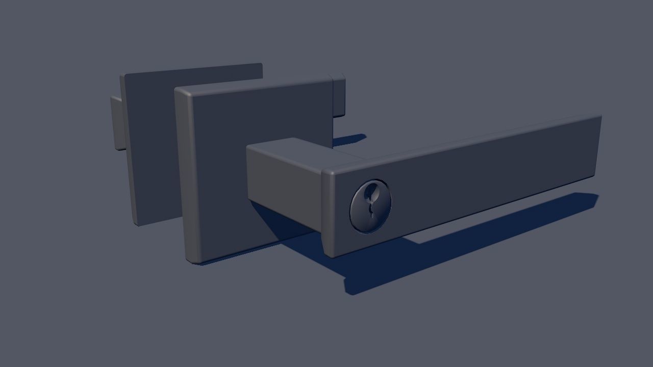Door Lever Square 3D model_10