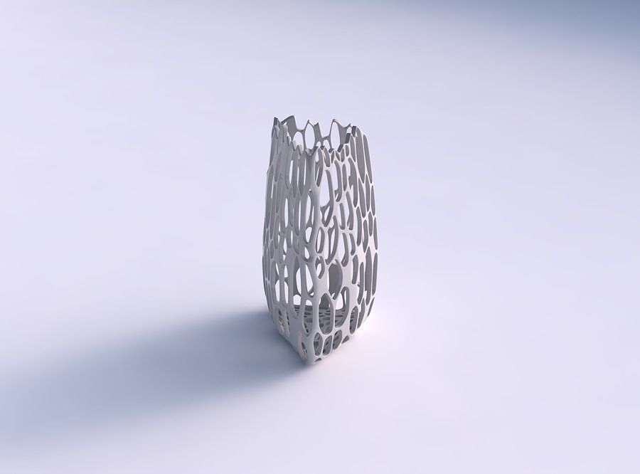 Vase triangle with cracked organic lattice 3D print model_0