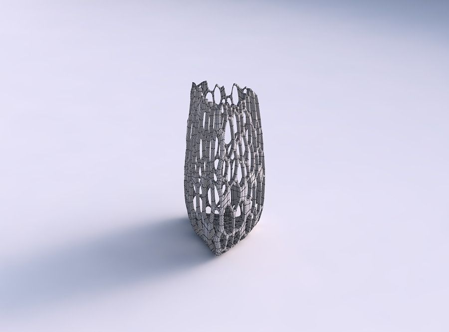 Vase triangle with cracked organic lattice 3D print model_5