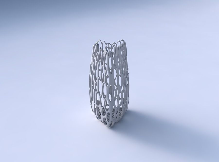 Vase triangle with cracked organic lattice 3D print model_3