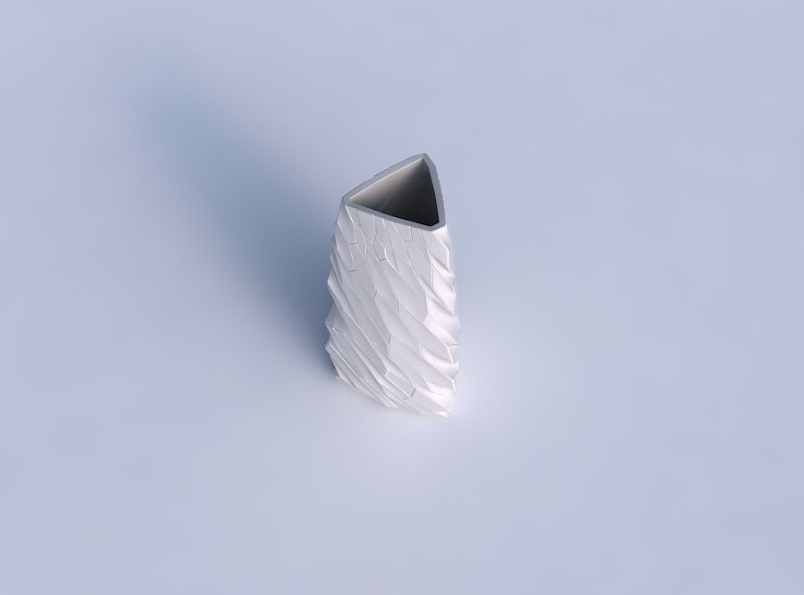 Vase triangle with fine twisted organic cells 3D print model_1
