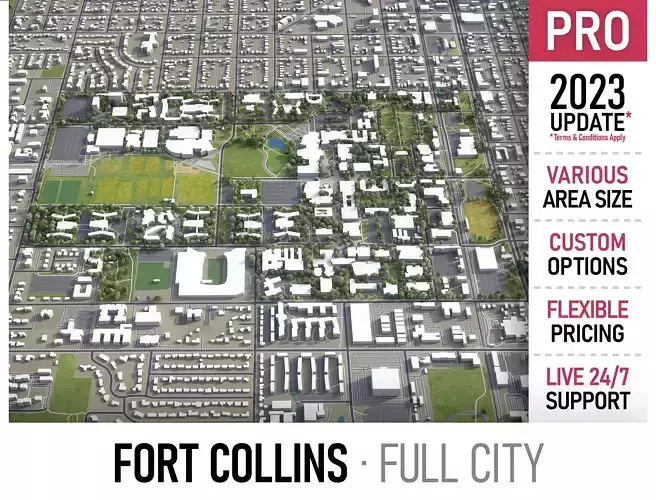 Fort Collins  Low-poly 3D model