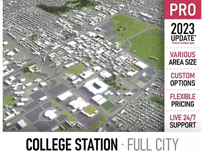 College Station  Low-poly 3D model