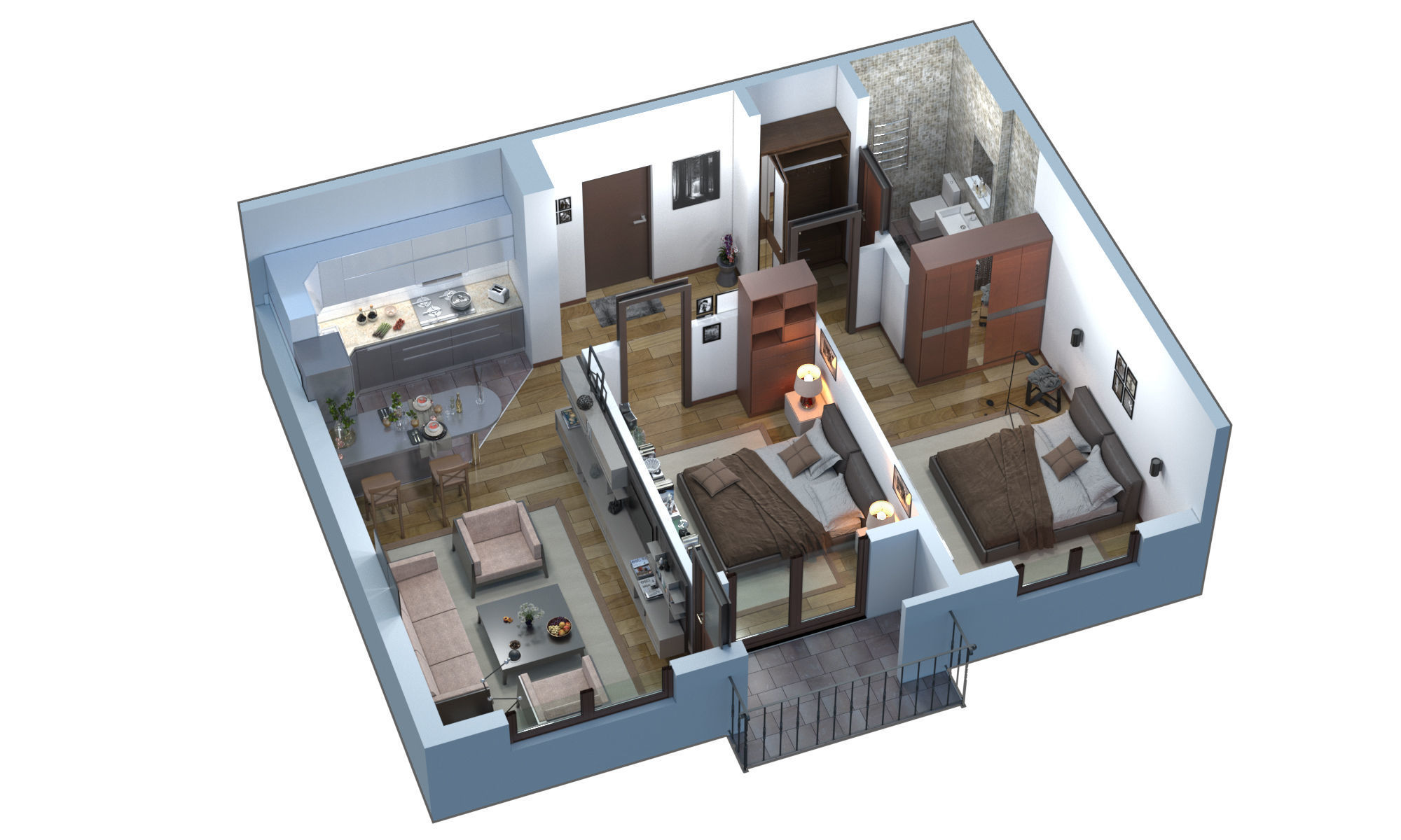 3D floor plan apartment  3D model_2