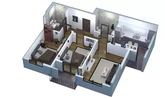3D floor plan apartment  3D model