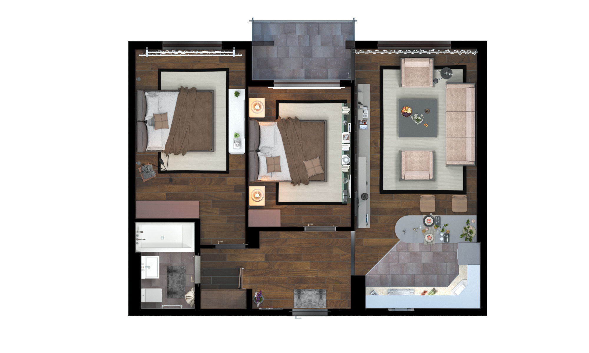 3D floor plan apartment  3D model_3