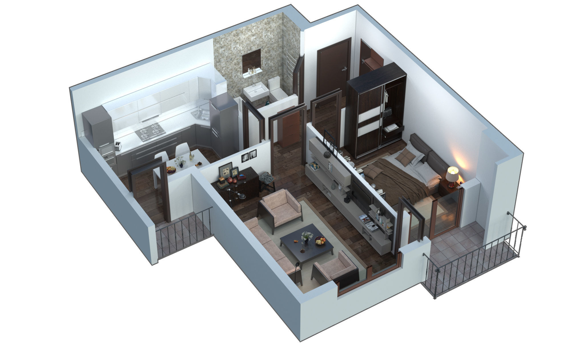 3D floor plan apartment  3D model_4