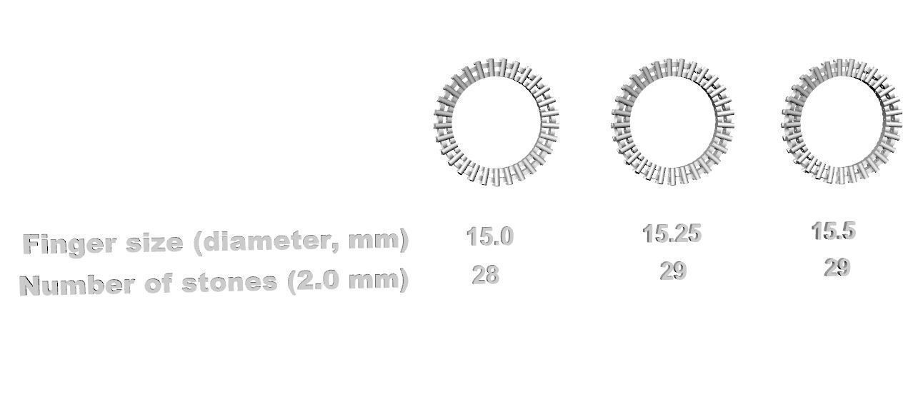 Eternity diamond rings set 3D print model_3