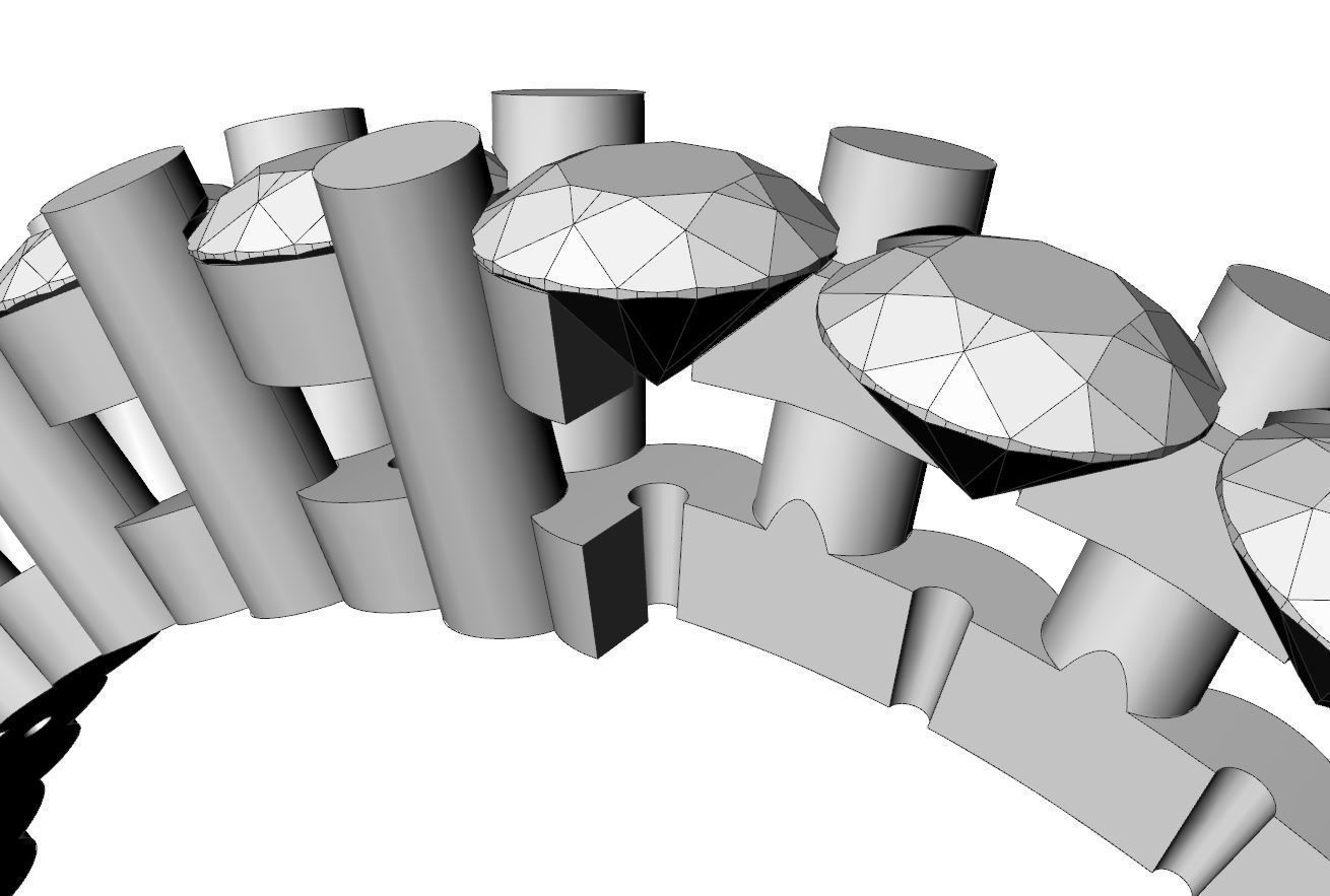 Eternity diamond rings set 3D print model_8