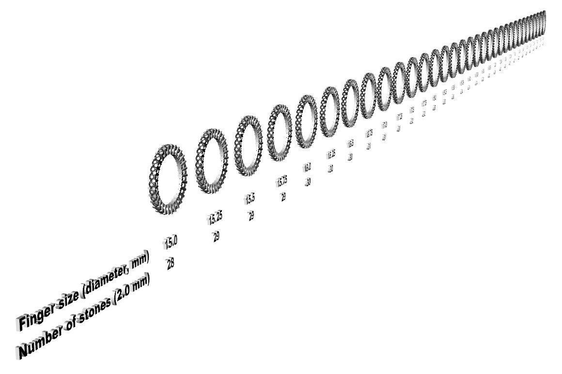 Eternity diamond rings set 3D print model_2