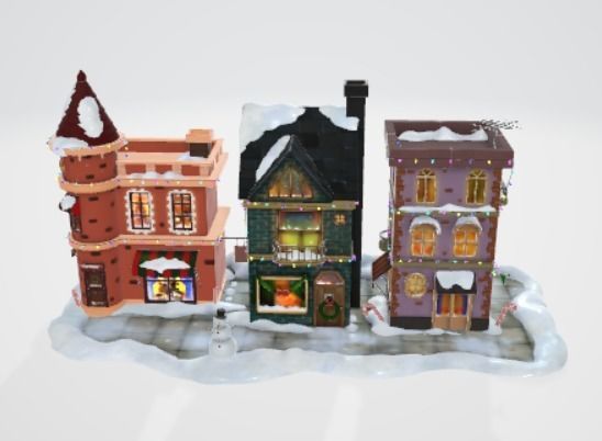 3D model snowy village | CGTrader
