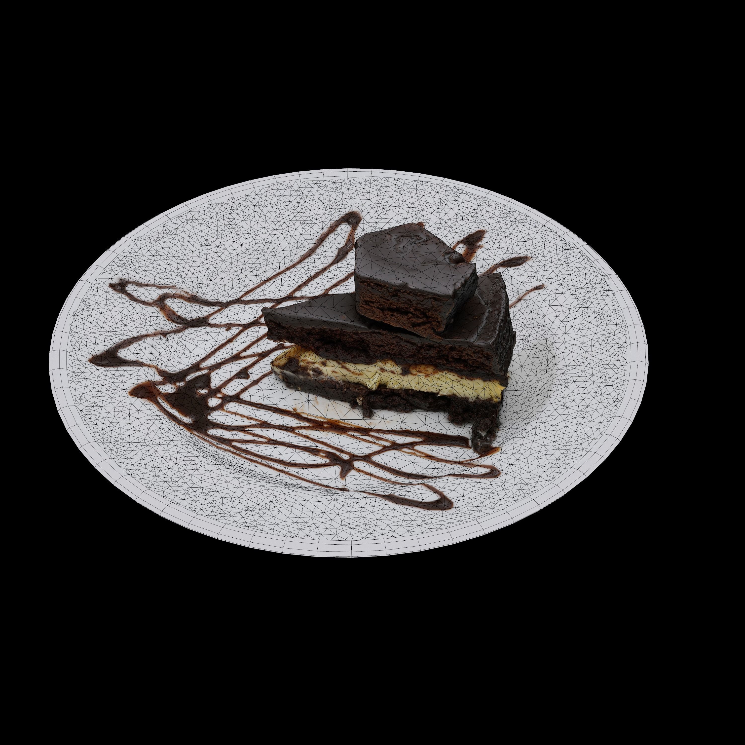 CHOCOLATE FUDGE CHEESE CAKE Low-poly 3D model_4