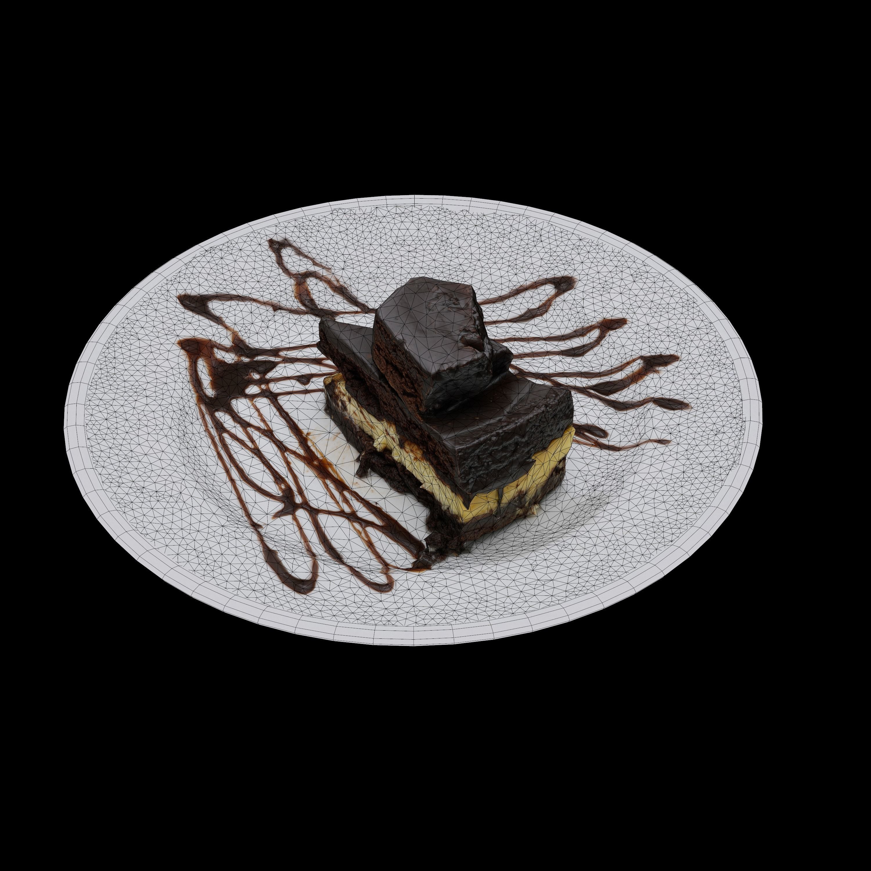 CHOCOLATE FUDGE CHEESE CAKE Low-poly 3D model_3