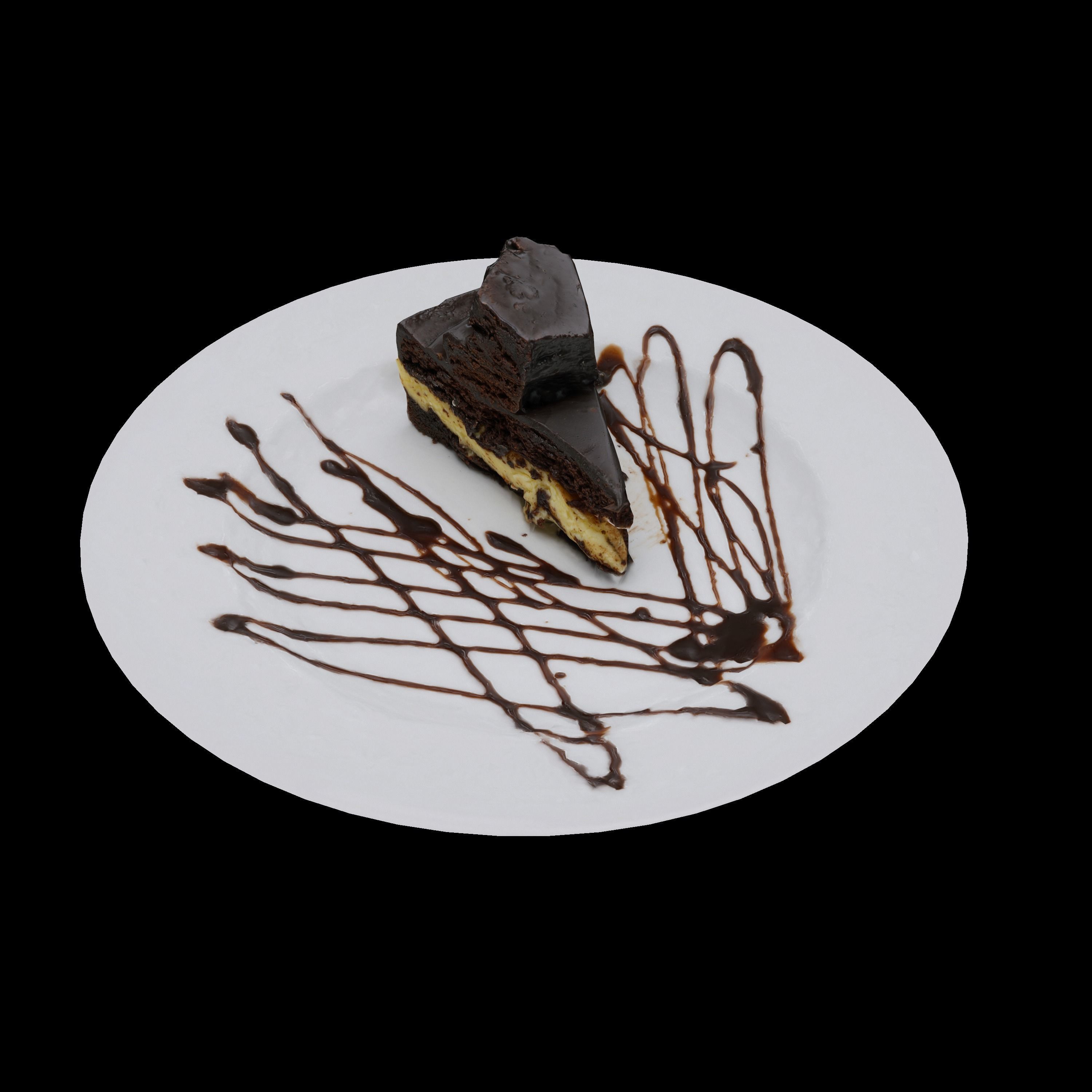 CHOCOLATE FUDGE CHEESE CAKE Low-poly 3D model_10