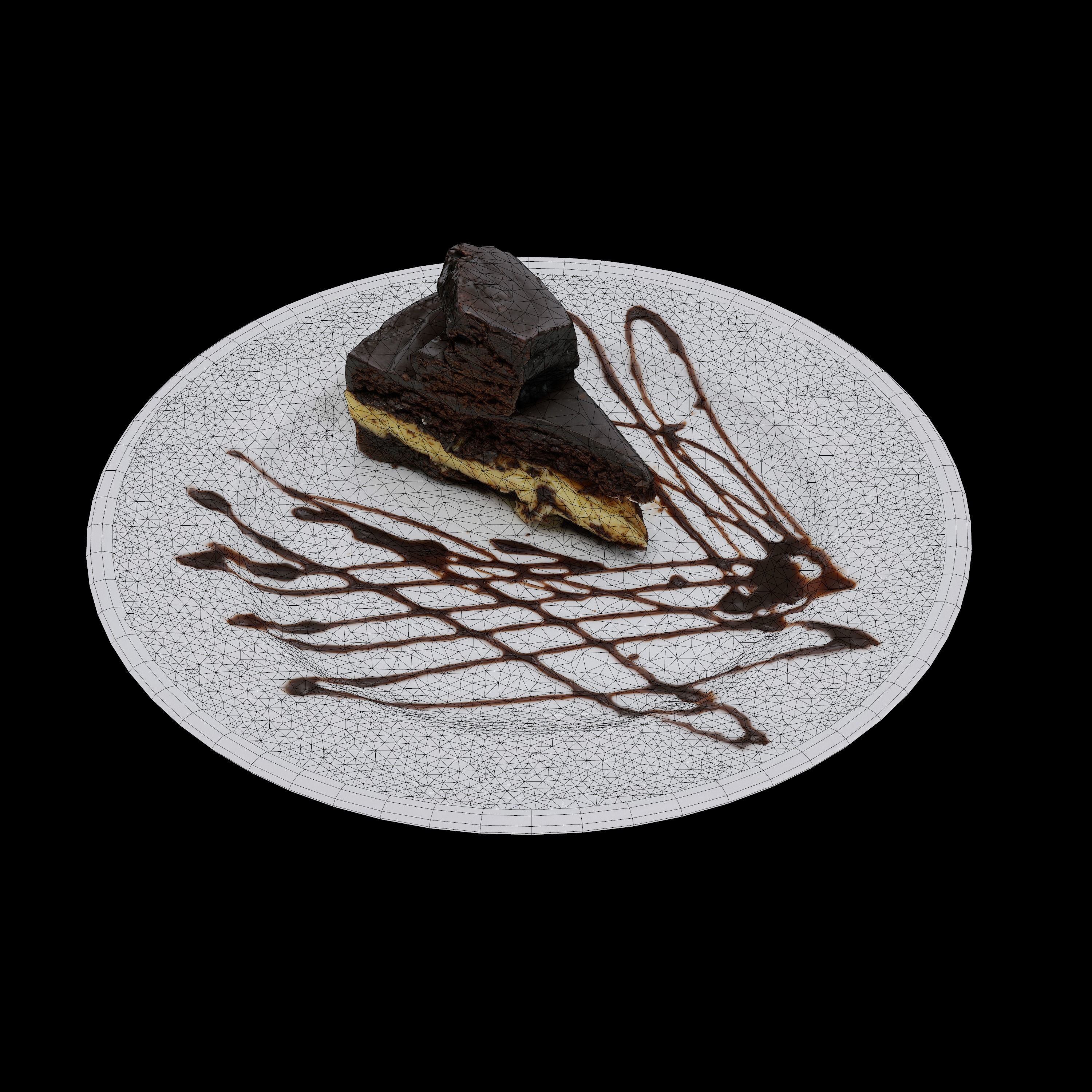 CHOCOLATE FUDGE CHEESE CAKE Low-poly 3D model_5