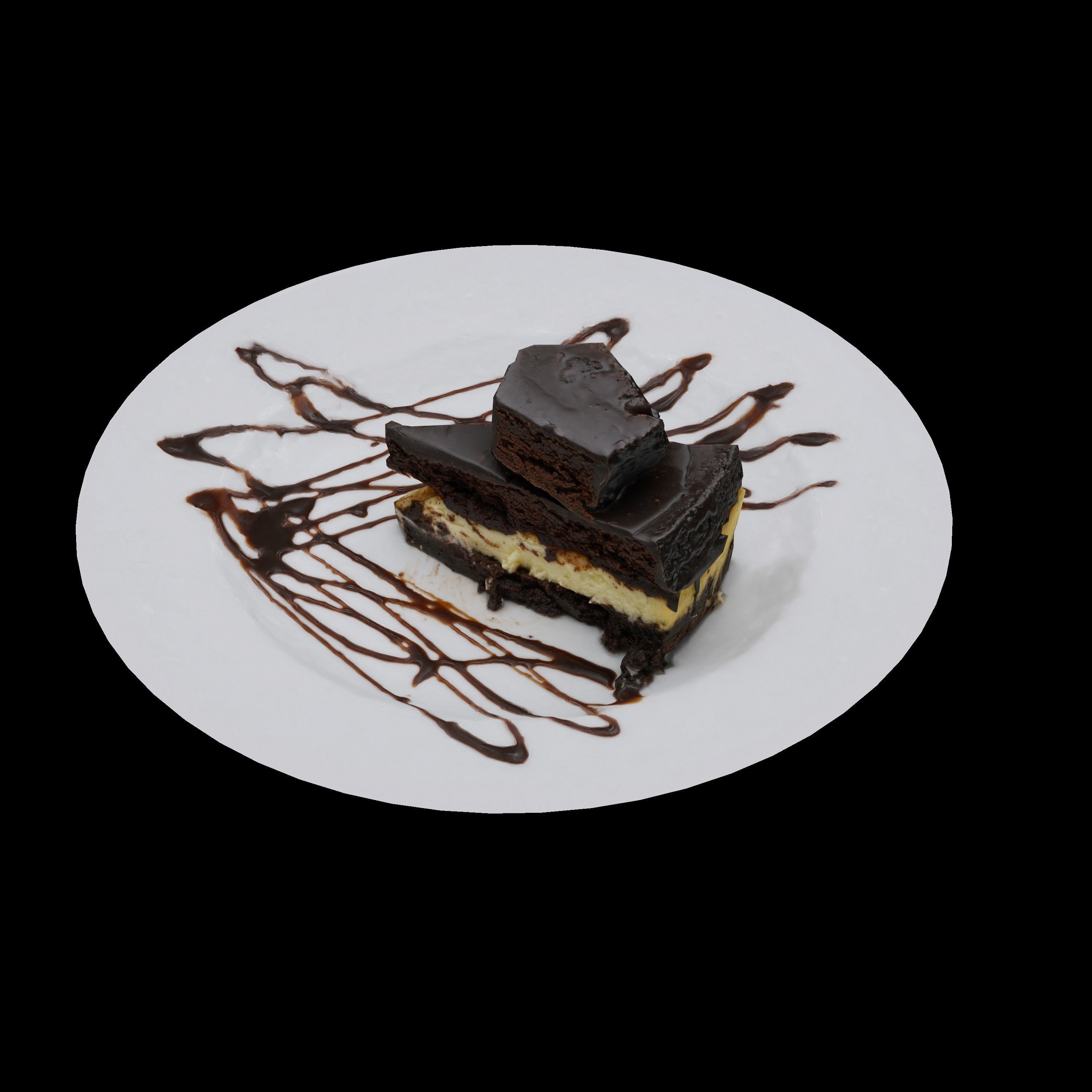 CHOCOLATE FUDGE CHEESE CAKE Low-poly 3D model_8