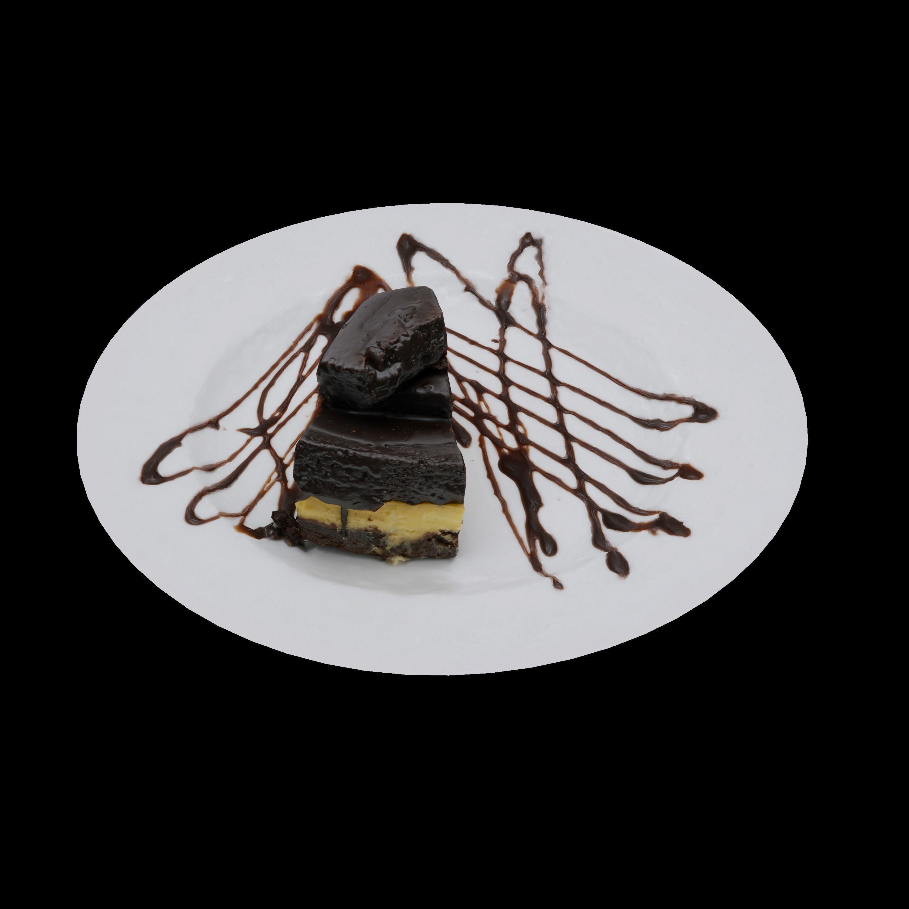 CHOCOLATE FUDGE CHEESE CAKE Low-poly 3D model_7
