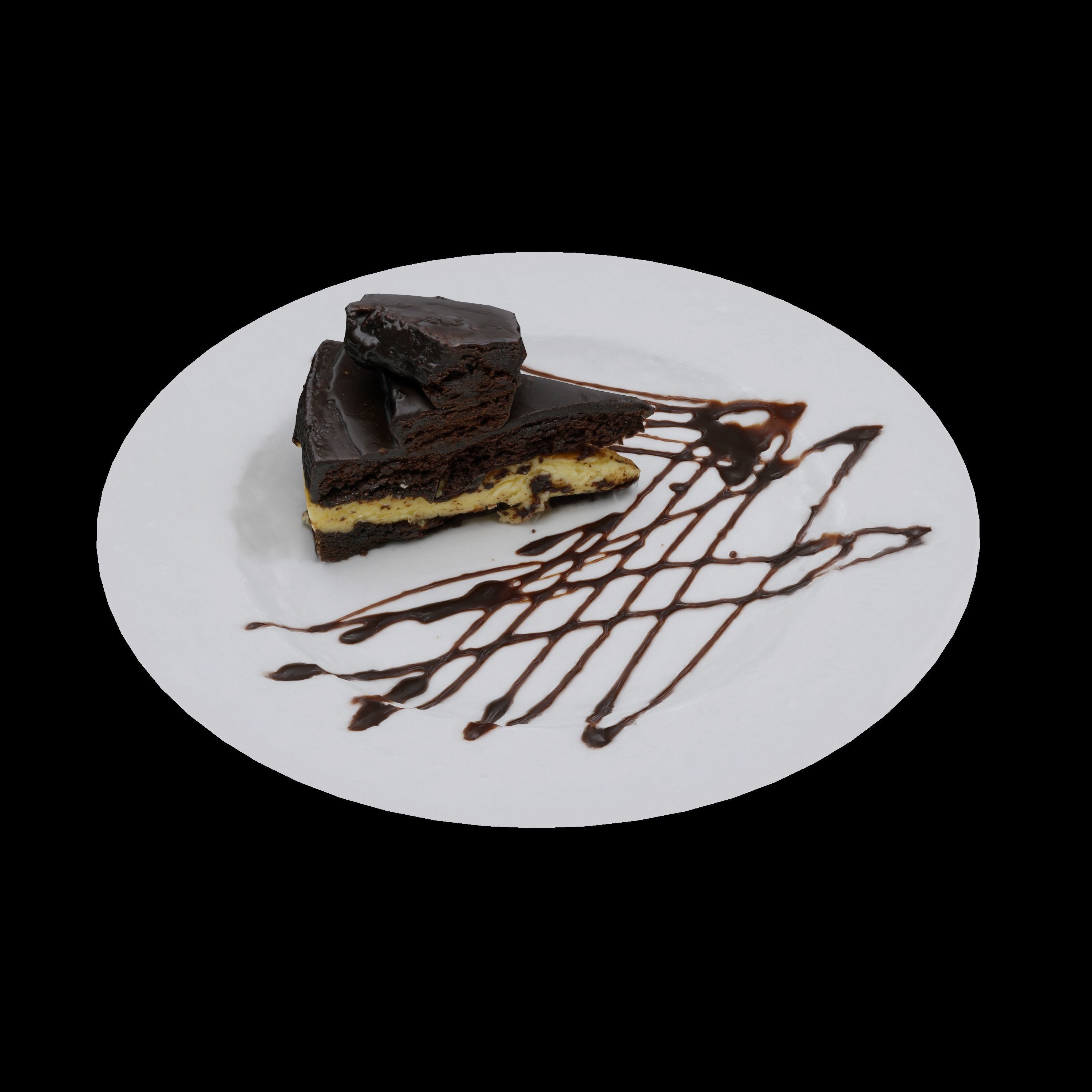CHOCOLATE FUDGE CHEESE CAKE Low-poly 3D model_6