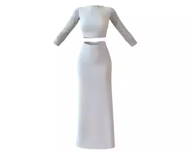 Stylish Designer Set of Wedding Dress Lace Top and Godet Skirt 3D model Stylish Designer Set of Wedding Dress Lace Top and Godet Skirt 3D model