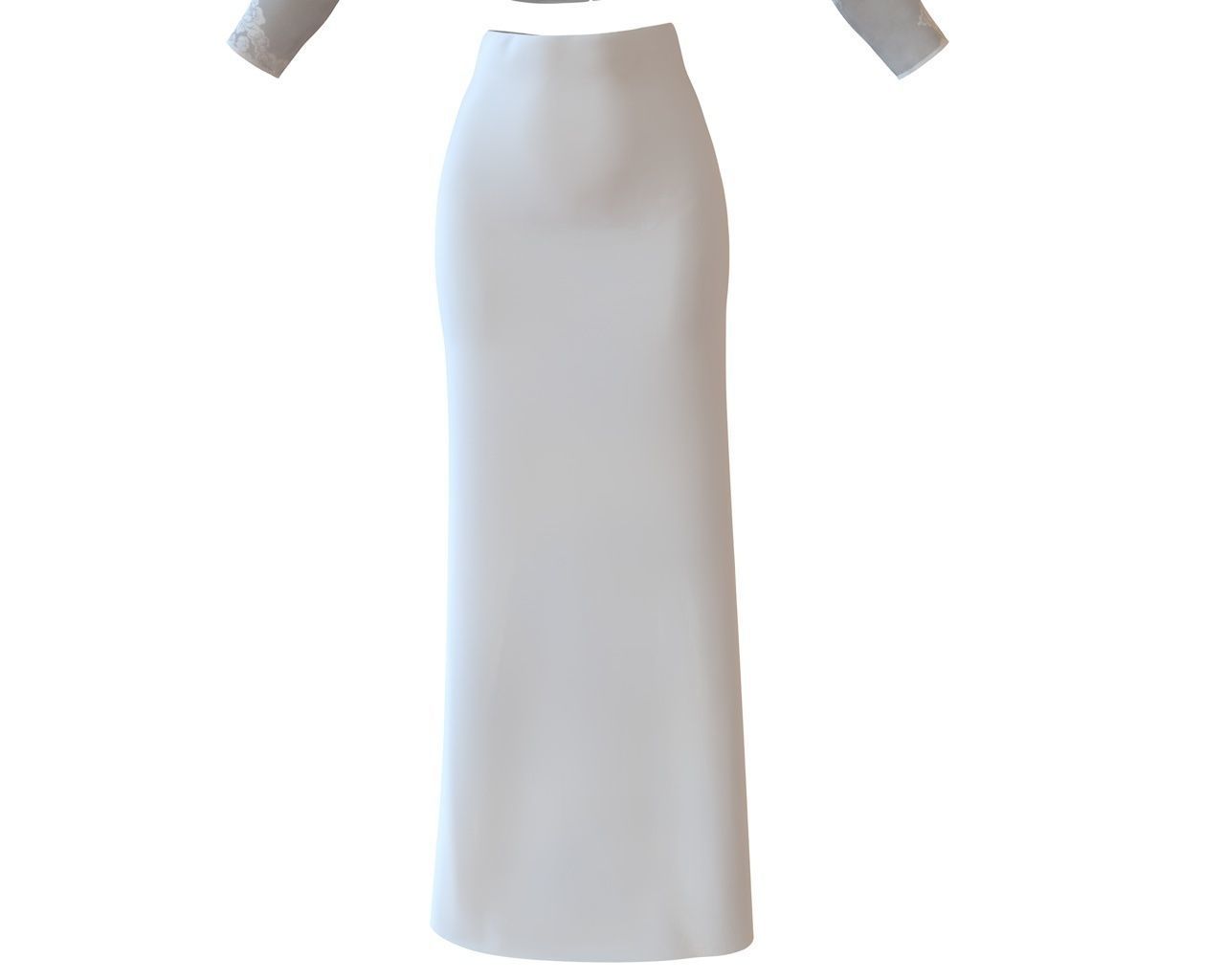 Stylish Designer Set of Wedding Dress Lace Top and Godet Skirt 3D model_9