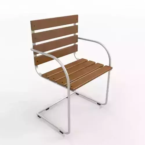 Chair wooden on metal frame