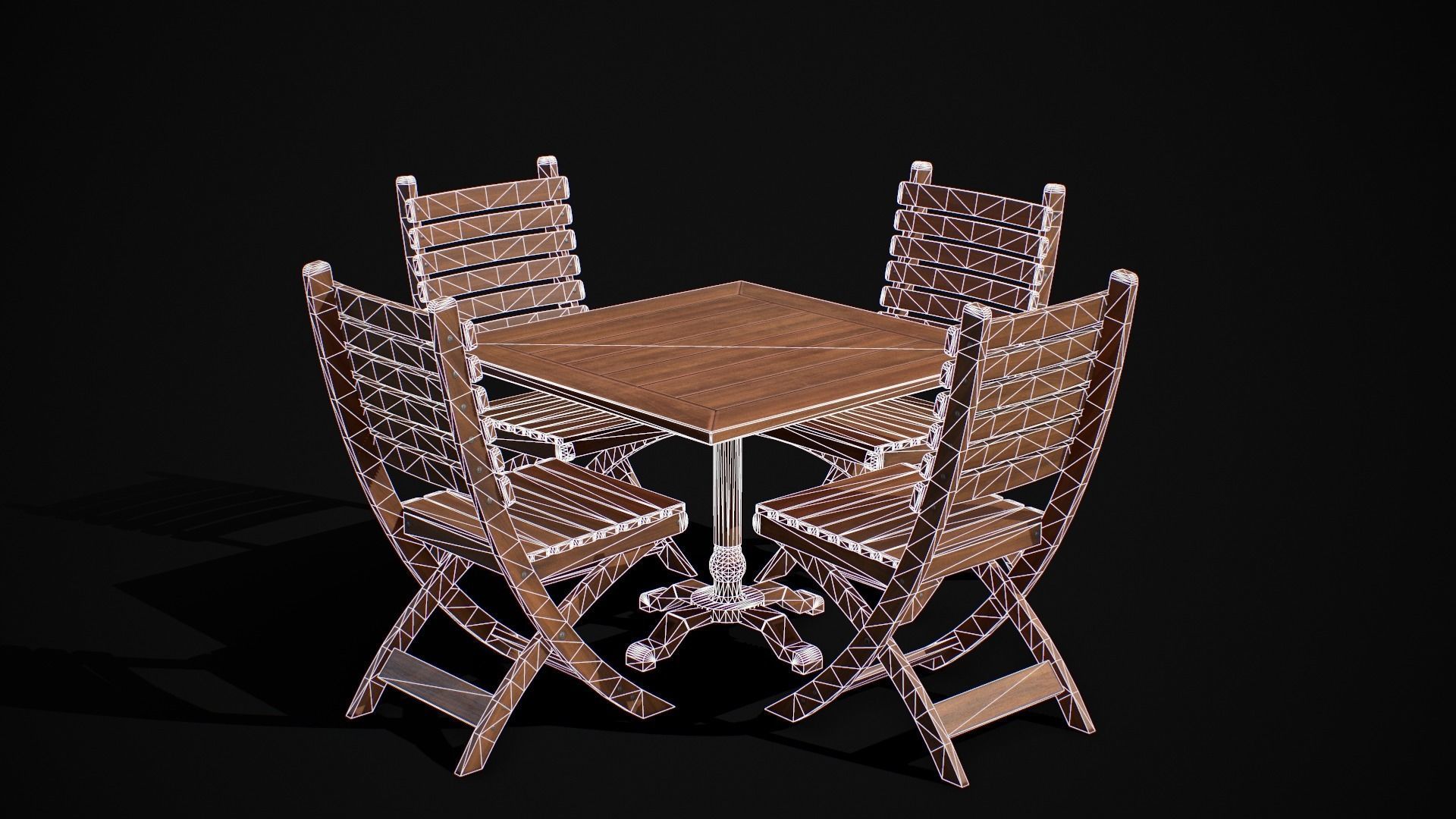 Table and Chair  Low-poly 3D model_4