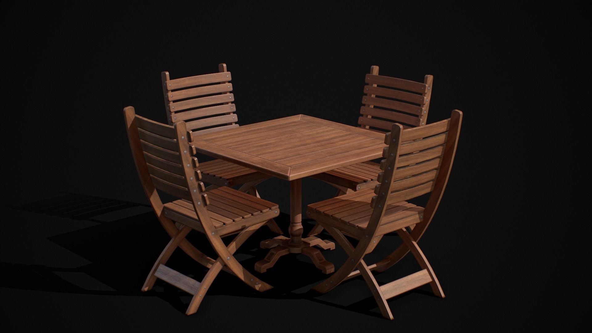 Table and Chair  Low-poly 3D model_3