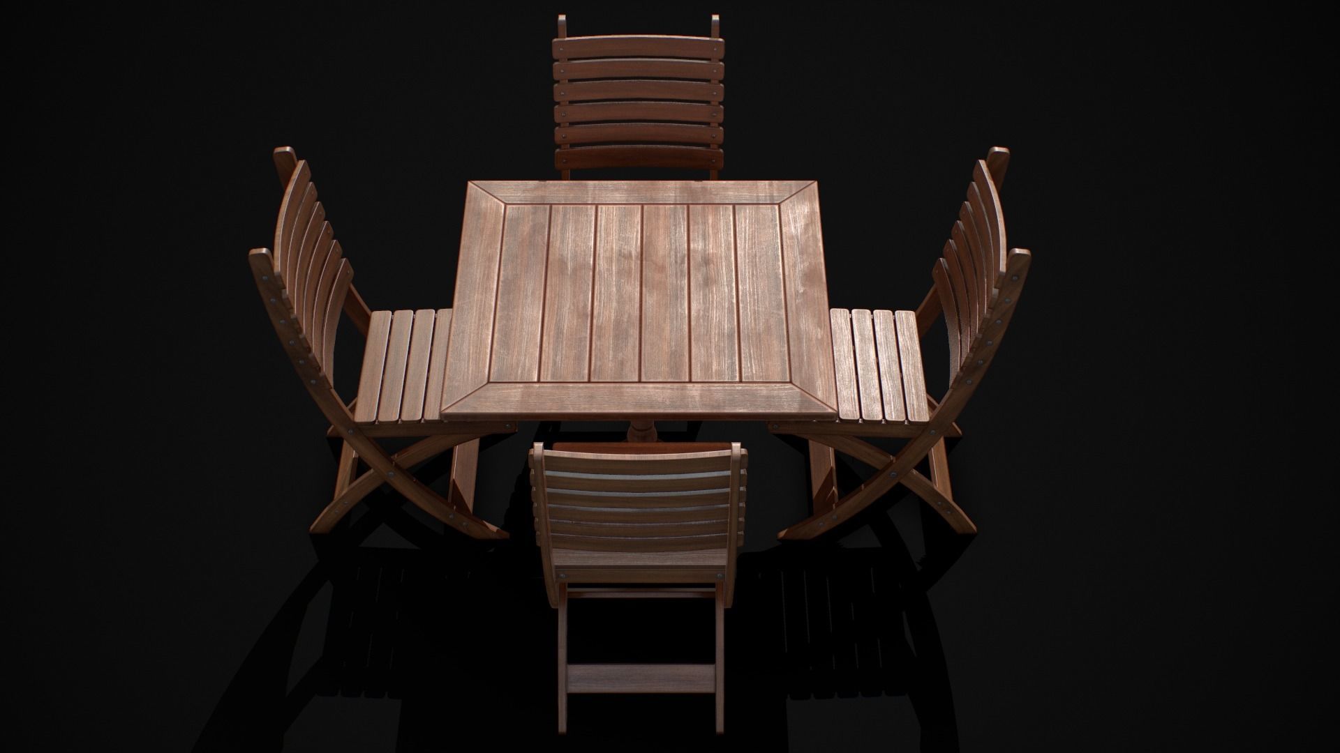 Table and Chair  Low-poly 3D model_2