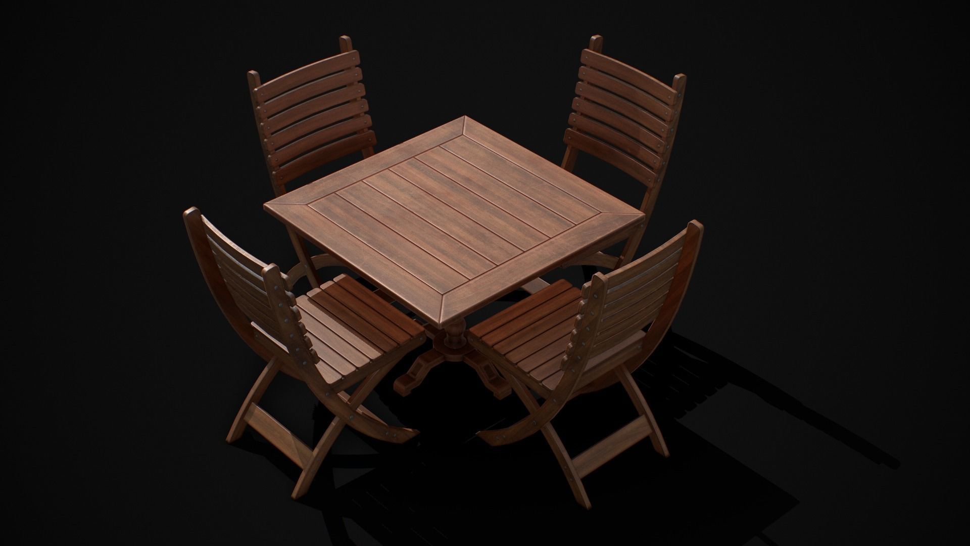 Table and Chair  Low-poly 3D model_1