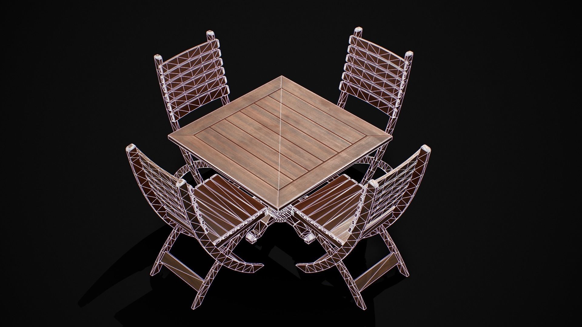 Table and Chair  Low-poly 3D model_6