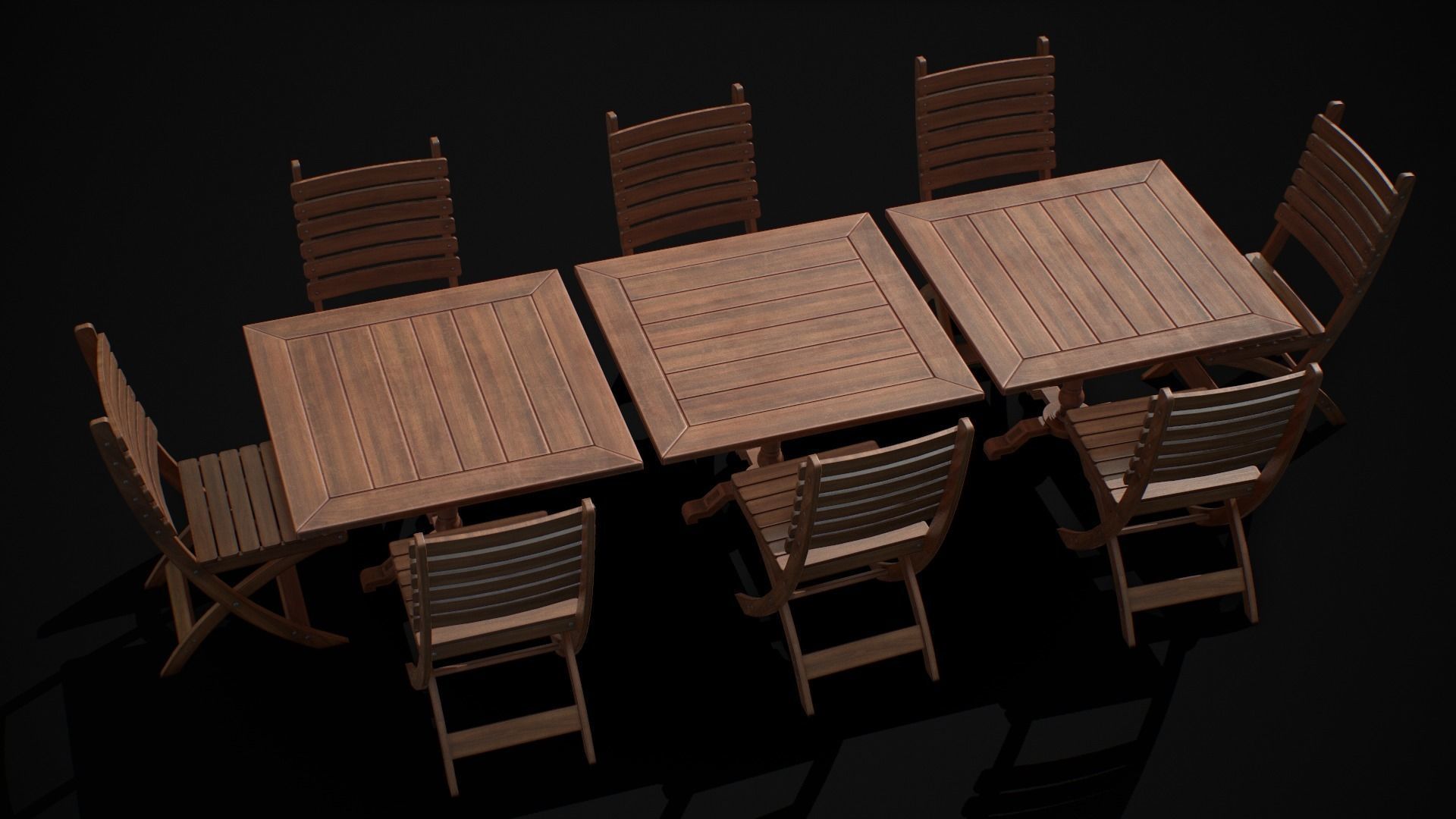 Table and Chair  Low-poly 3D model_7