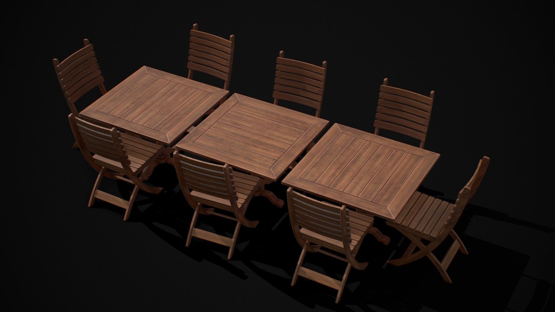 Table and Chair  Low-poly 3D model_9
