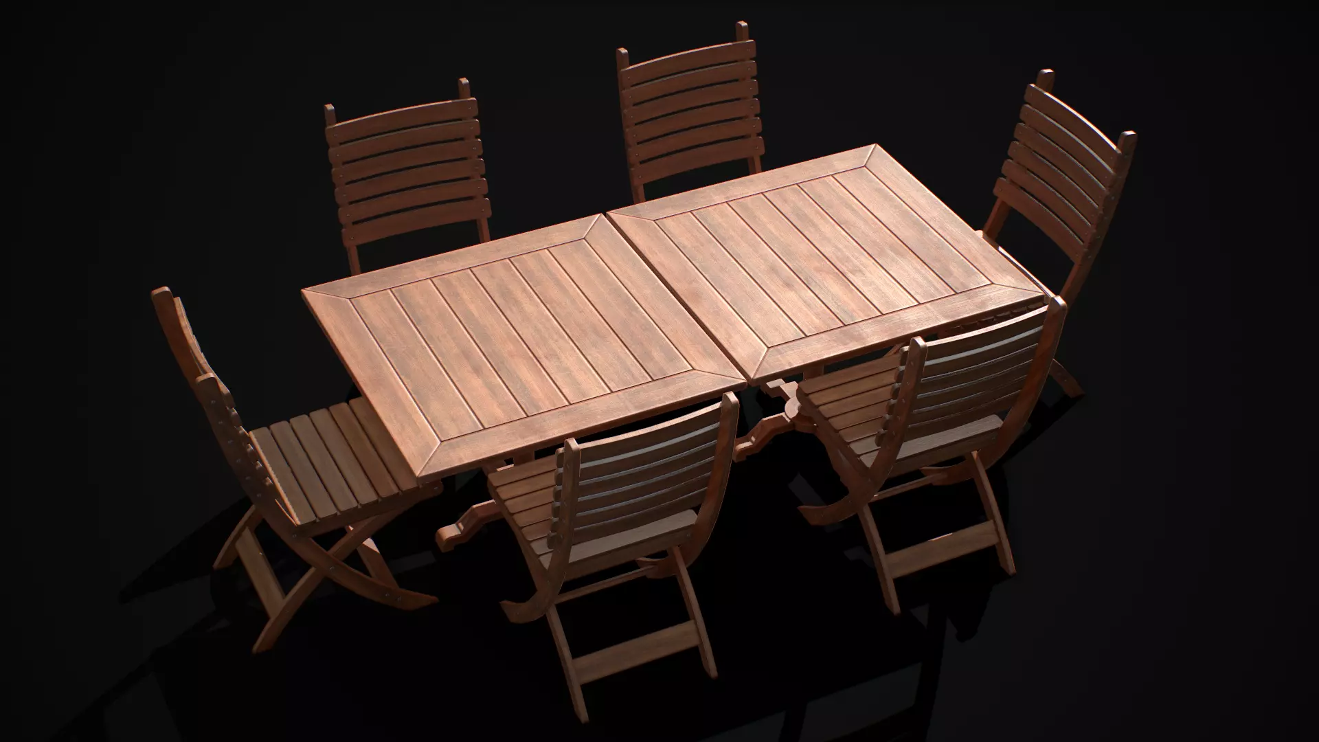 Table and Chair  Low-poly 3D model_0