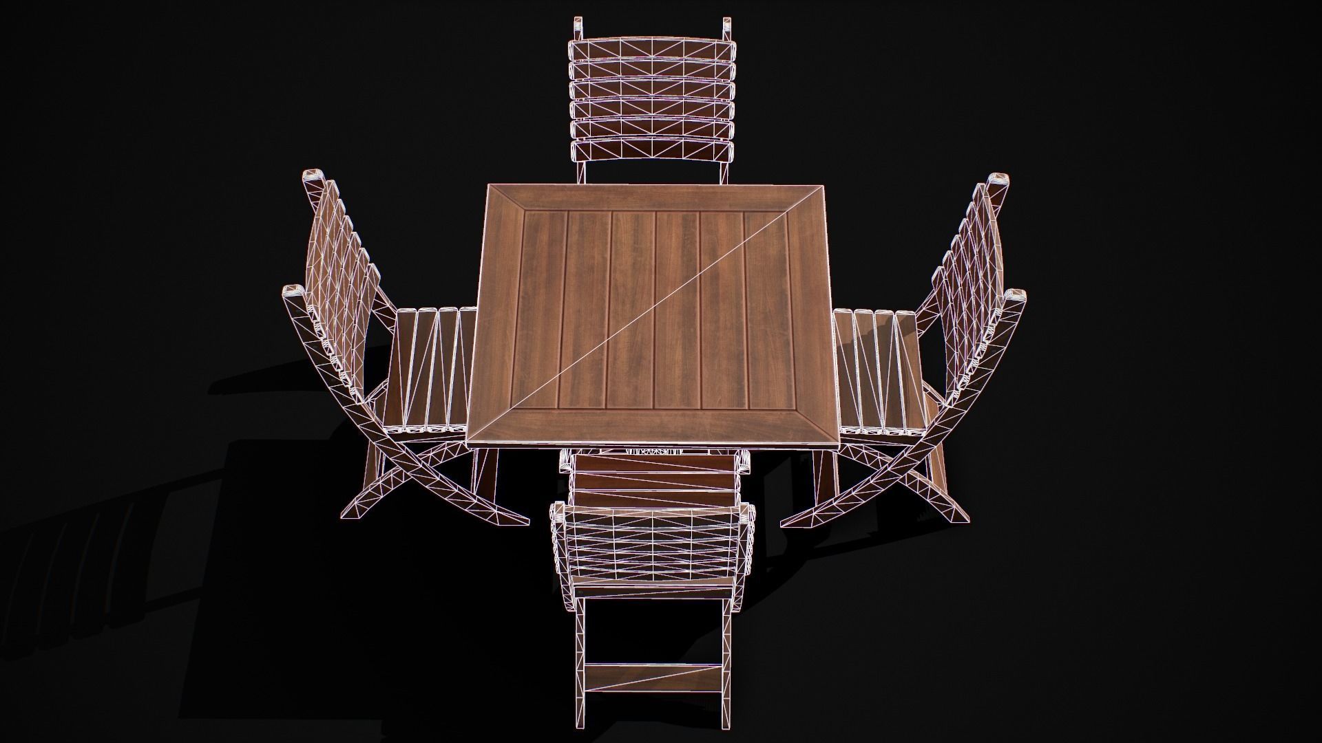 Table and Chair  Low-poly 3D model_5
