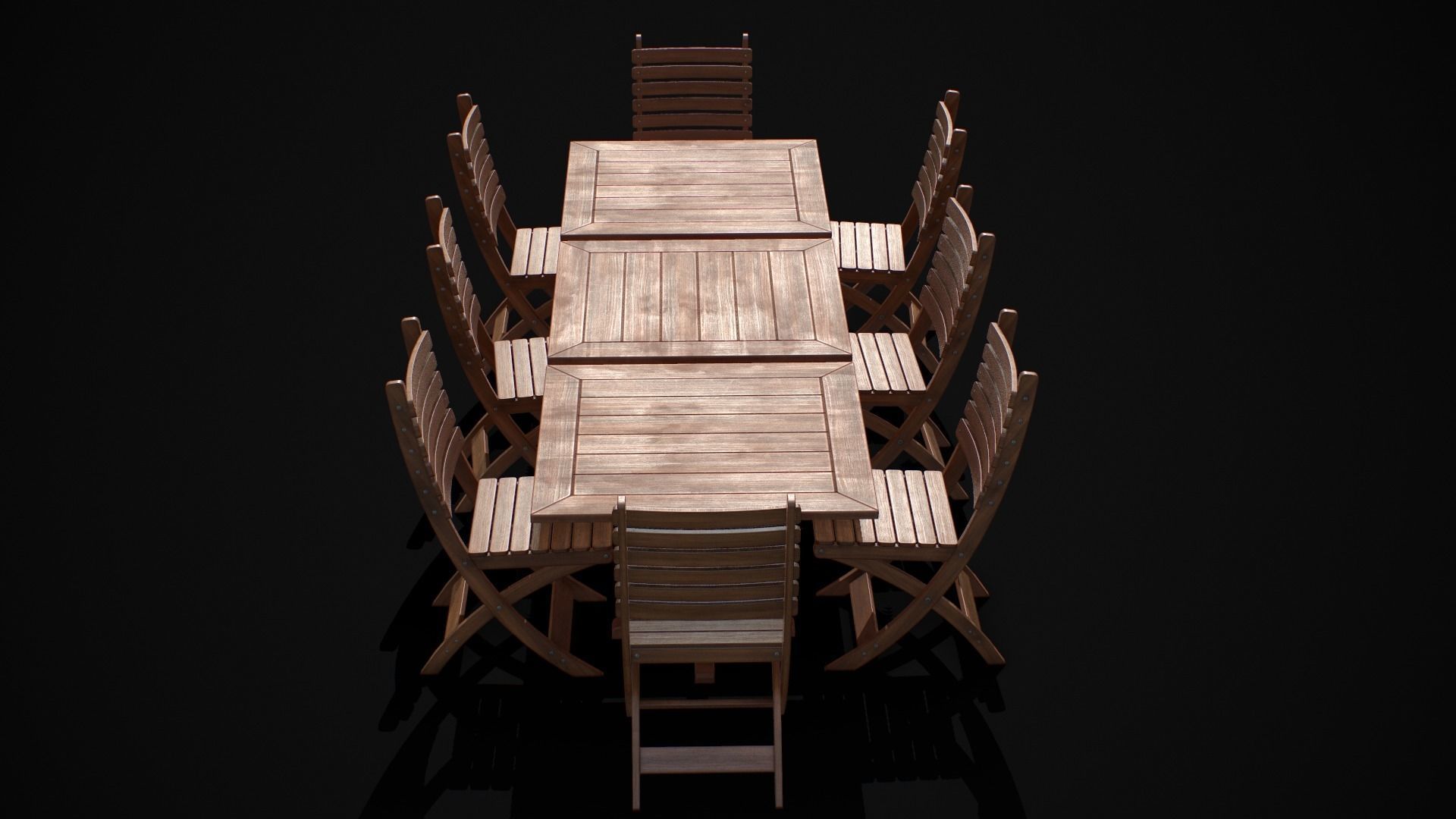 Table and Chair  Low-poly 3D model_8