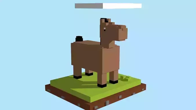 VOXEL HORSE - MODEL 3 Low-poly 3D model