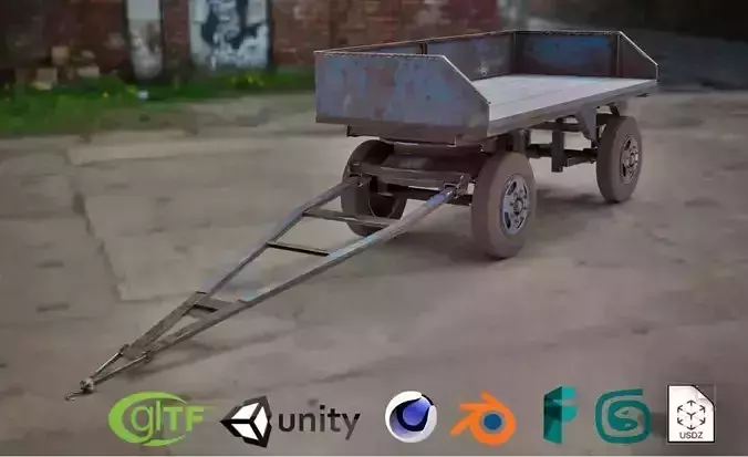 Medieval Old village wagon game asset Unity glTF lowpoly VR