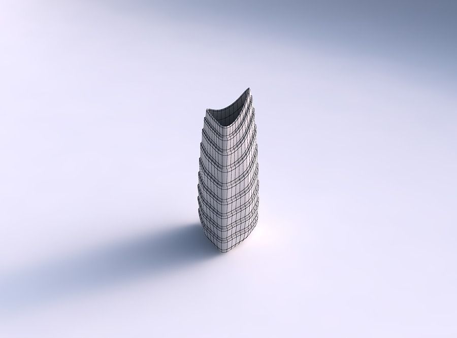 Vase curved tipping triangle 2 with horizontal layers 3D print model_5