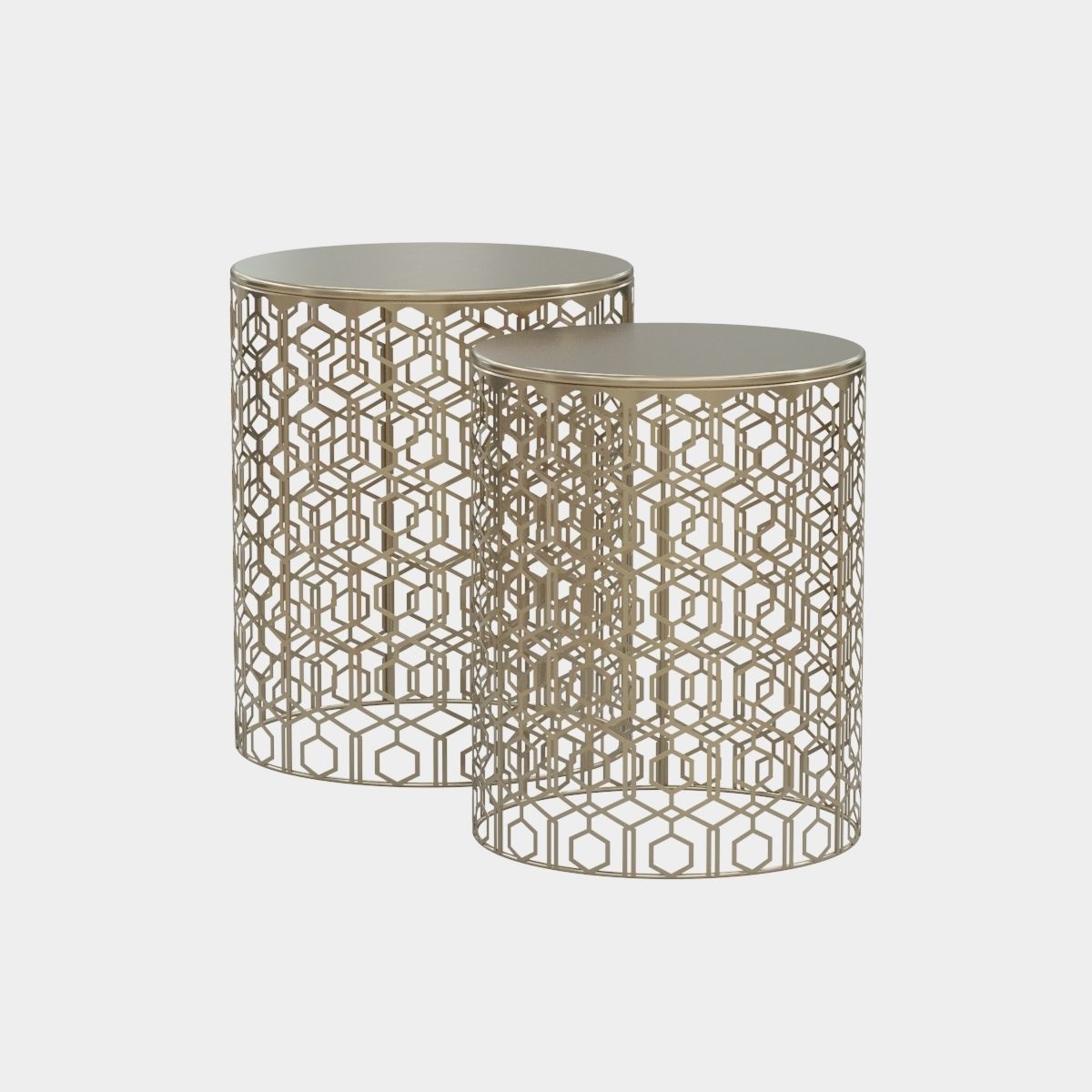 Adeco Decorative Nesting Round Side End Accent Coffee Table 3D model_10