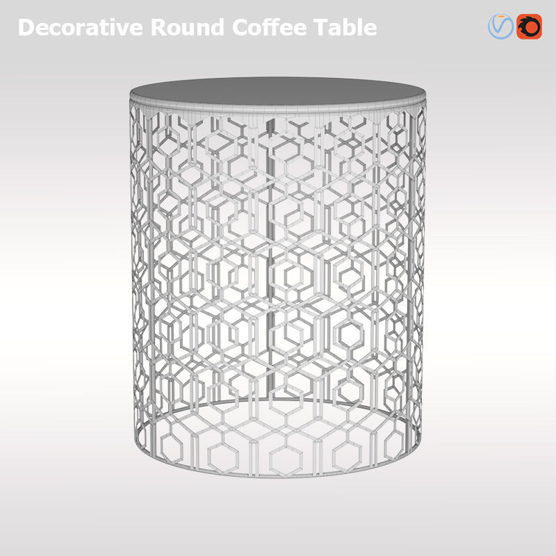Adeco Decorative Nesting Round Side End Accent Coffee Table 3D model_2