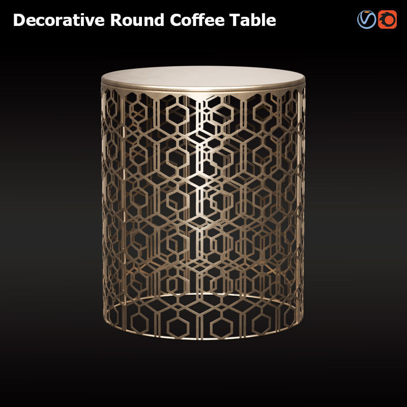 Adeco Decorative Nesting Round Side End Accent Coffee Table 3D model_1
