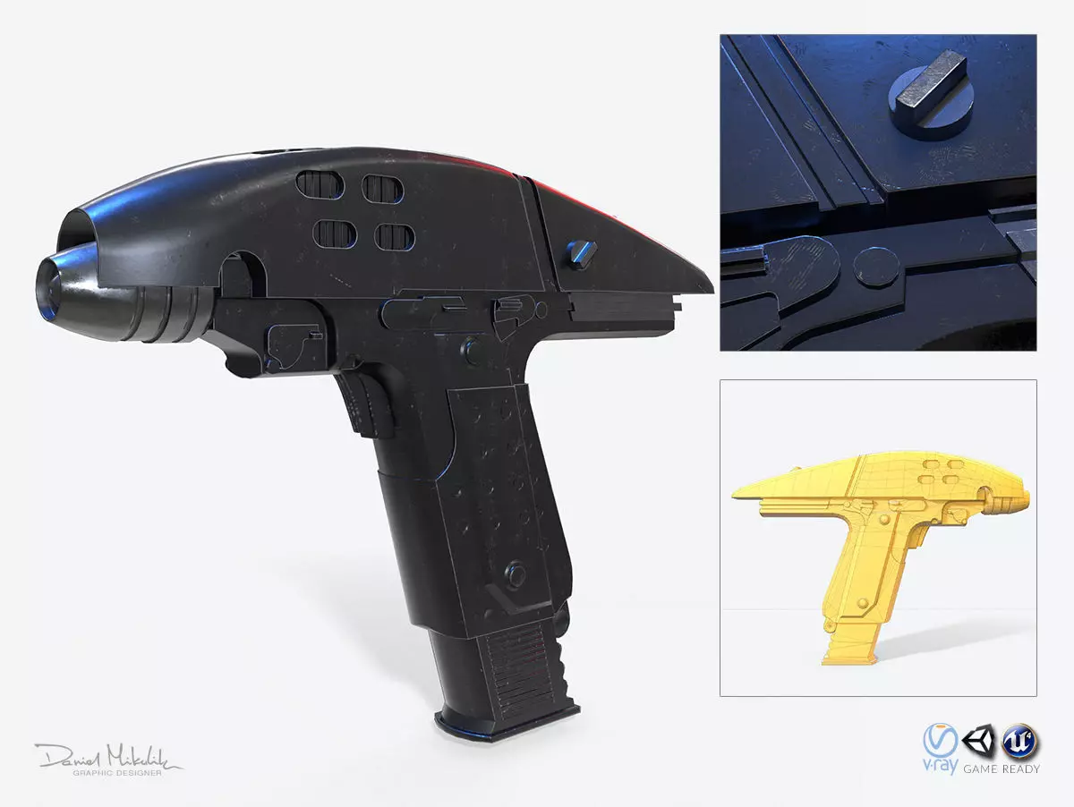 Phaser Gun Type 2 2287 Low-poly 3D model_0