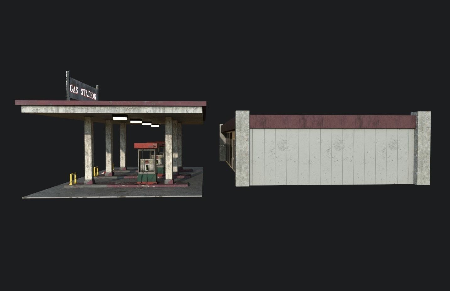 Gas Station Low-poly 3D model_5