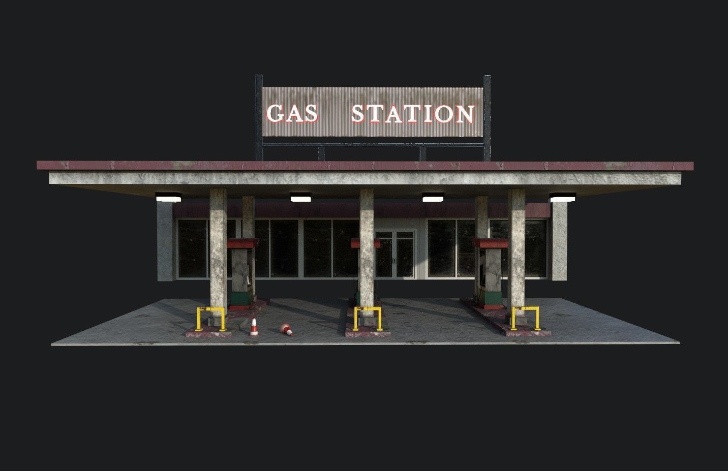 Gas Station Low-poly 3D model_2