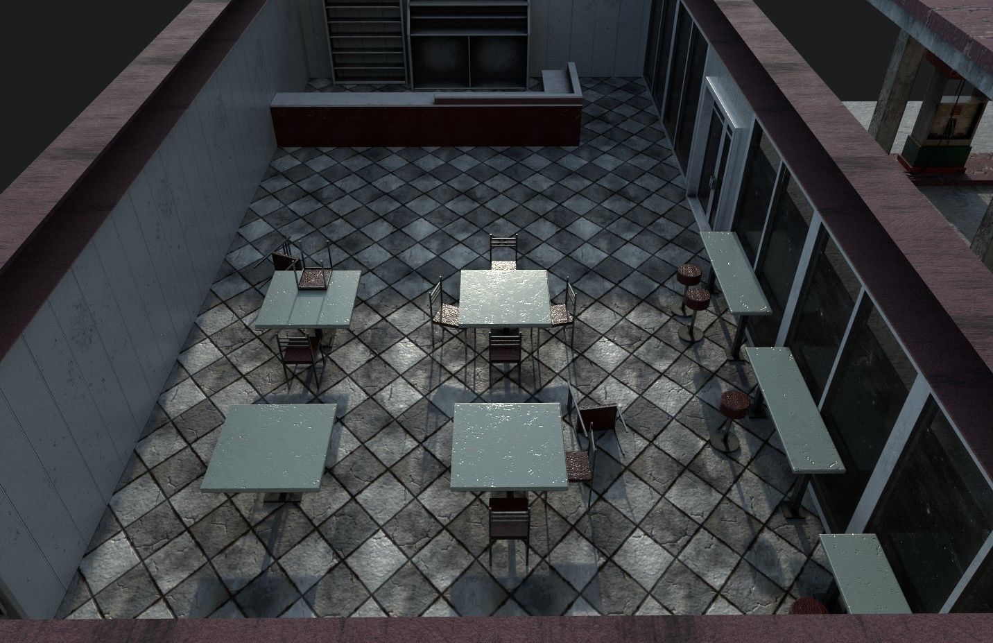 Gas Station Low-poly 3D model_6