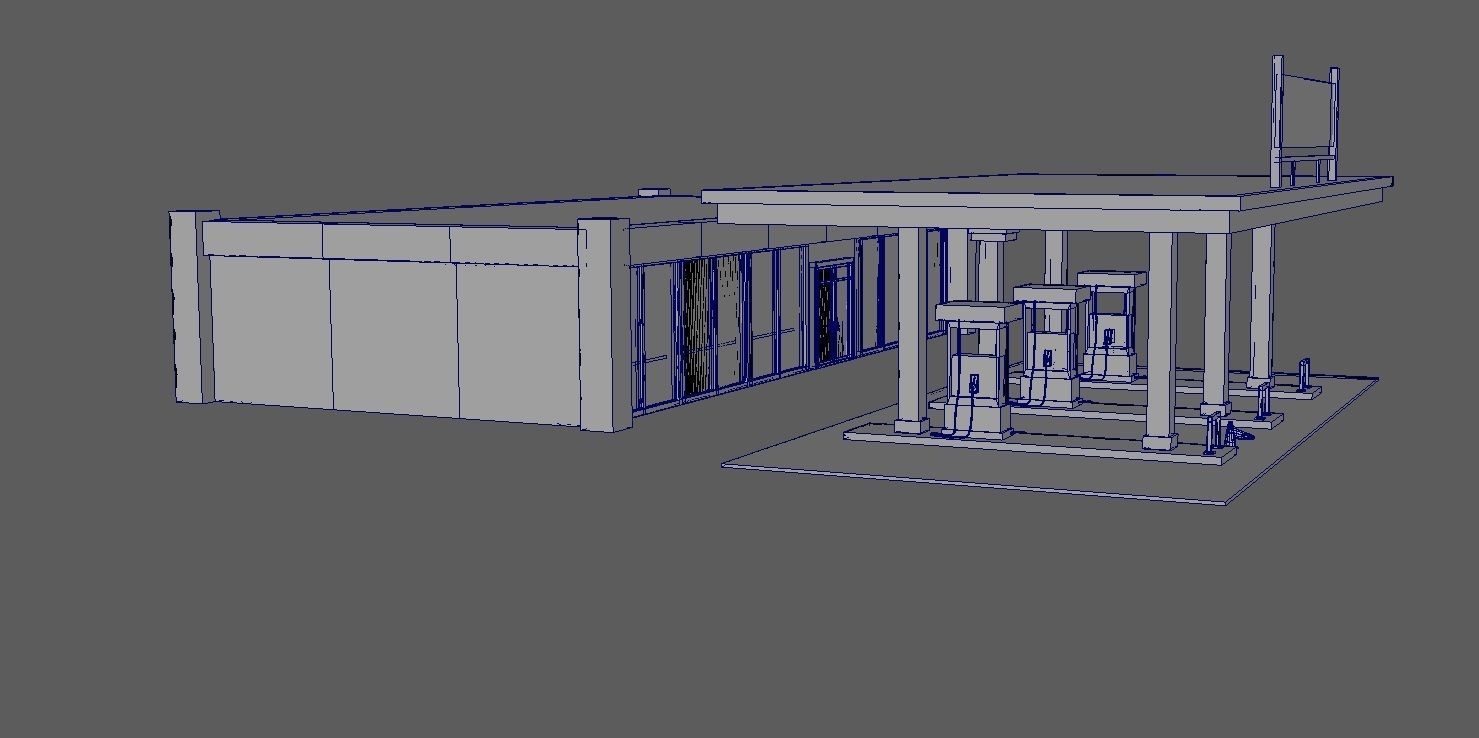 Gas Station Low-poly 3D model_8