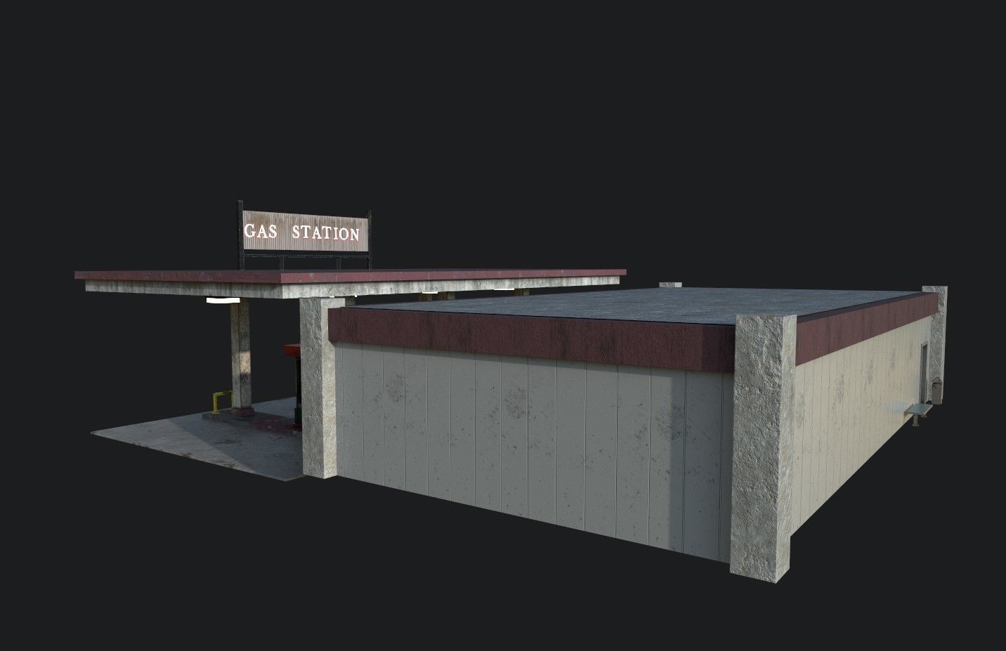 Gas Station Low-poly 3D model_4
