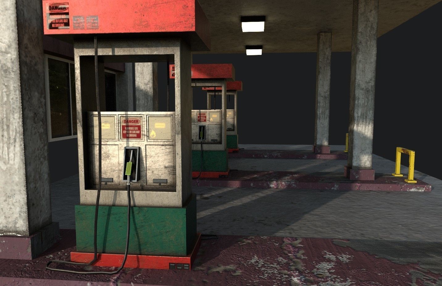 Gas Station Low-poly 3D model_1
